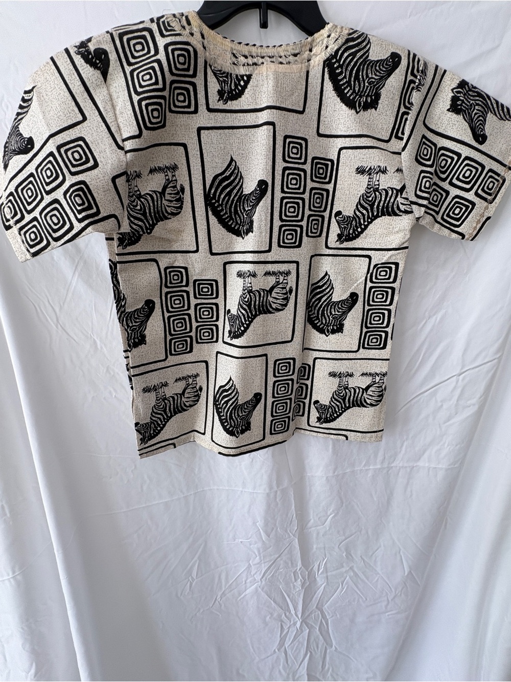 Child’s African Zebra Print Tunic Top Embroidered Neckline Tassel Pockets Unworn